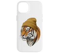 Custodia per iPhone 14 Plus Hipster Tigre in Giallo Beanie Animal Art