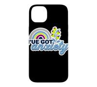Custodia per iPhone 14 Plus Ho l'ansia Citazione divertente e ansiosa arcobaleno floreale
