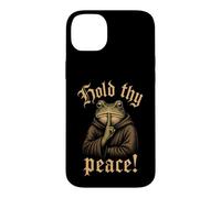 Custodia per iPhone 14 Plus Hold Thy Peace Frog Monaco medievale Ren Faire