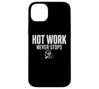 Custodia per iPhone 14 Plus Hot Work Never Stops Welder Welding Blue Collar Job Work