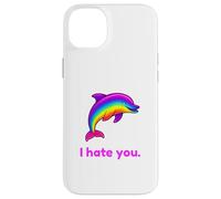 Custodia per iPhone 14 Plus I Hate You Rainbow Dolphin Divertente