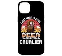 Custodia per iPhone 14 Plus I Just Want to Drink Beer and Pet My Cavalier Dog Lover