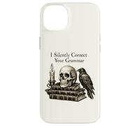 Custodia per iPhone 14 Plus I Silently Correct Your Grammar Skull Raven Funny Teacher