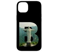 Custodia per iPhone 14 Plus Iconico Brasile Paesaggio Cristo Redentore Lettera B