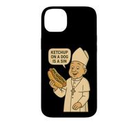 Custodia per iPhone 14 Plus Il ketchup su un cane è un peccato Chicago Hot Dog Da Pope Design