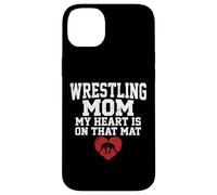 Custodia per iPhone 14 Plus Il mio cuore è su quel tappeto Wrestling Mom Graphic