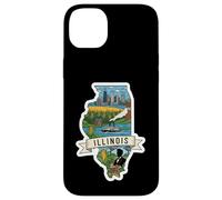 Custodia per iPhone 14 Plus Illinois Vintage Skyline di Chicago e Orgoglio dell'Illinois