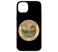 Custodia per iPhone 14 Plus Illustrazione Vintage del Battello a Vapore del Mississippi