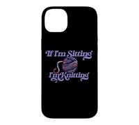 Custodia per iPhone 14 Plus Illustrazione viola If I'm sitting I'm Knitting Yarn Ball