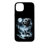 Custodia per iPhone 14 Plus Irish Wolfhound Howling to the Moon, cane retrò anni '90