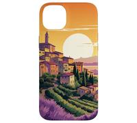 Custodia per iPhone 14 Plus Italiano Estate Tramonto Toscana Villaggio Lofi Paesaggio