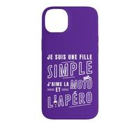 Custodia per iPhone 14 Plus Je suis une Fille Simple J'aime la Moto et l'Apéro