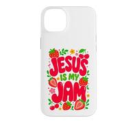 Custodia per iPhone 14 Plus Jesus is My Jam Cute Christian Strawberry Faith