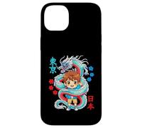 Custodia per iPhone 14 Plus Kawaii Anime Cartoon Boy Protetto Da Drago Giapponese
