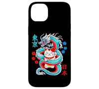 Custodia per iPhone 14 Plus Kawaii Anime Maneki Neko Cat Protetto Da Drago Giapponese