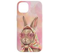 Custodia per iPhone 14 Plus Kawaii Coniglio Pasqua Carino Coniglietto con Cuore Occhiali Da Sole Decor