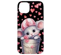 Custodia per iPhone 14 Plus Kawaii Mouse In Valentines Basket For Girls Cute Heart