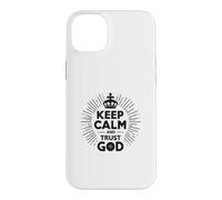 Custodia per iPhone 14 Plus Keep Calm and Trust God Messaggio cristiano ispiratore