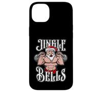 Custodia per iPhone 14 Plus Kettlebell Christmas Jingle Bells Babbo Natale, allenamento di sollevamento in palestra