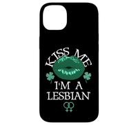 Custodia per iPhone 14 Plus Kiss Me I'm a Lesbian St Patricks Day Green Lips Les Pride
