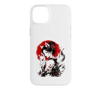 Custodia per iPhone 14 Plus Kitsune Spirit Woman Inchiostro Giapponese Ritratto Red Sun Art