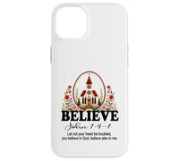 Custodia per iPhone 14 Plus La fede cristiana crede in Cristo Bella chiesa floreale