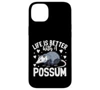 Custodia per iPhone 14 Plus La vita è migliore con un opossum divertente carino amante opossum