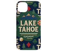 Custodia per iPhone 14 Plus Lake Tahoe Scenic Gaming Design con montagne, alberi di pino