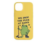 Custodia per iPhone 14 Plus Lasciamo cadere il disco all'alba Funny Hockey Frog
