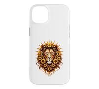 Custodia per iPhone 14 Plus Leone con Girasoli Criniera Motivo Animale