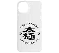 Custodia per iPhone 14 Plus Life Happens Tai Chi aiuta la calligrafia cinese Ying & Yang