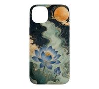 Custodia per iPhone 14 Plus Loto blu sotto un cielo pieno di stelle