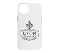 Custodia per iPhone 14 Plus Lyon Rhône Francia Ornate Fleur-De-Lis Stampa Nera