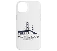 Custodia per iPhone 14 Plus Mackinac Island Bridge Michigan Grandi Laghi Huron viaggio in traghetto