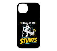 Custodia per iPhone 14 Plus Maglietta con scritta "I Do My Own Stunts", con scritta in inglese "Get Well Funny Injury Leg
