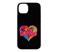 Custodia per iPhone 14 Plus Maglietta con scritta "I Heart Love Dante" e nome colorato