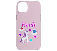 Custodia per iPhone 14 Plus Maglietta per compleanno con unicorno e nome Heidi, personalizzabile