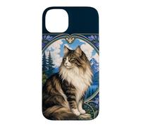 Custodia per iPhone 14 Plus Majestic Longhair Cat Montagna Art Nouveau