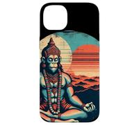 Custodia per iPhone 14 Plus Meditazione Hanuman Vintage Tramonto Empowering Yoga Meditazione