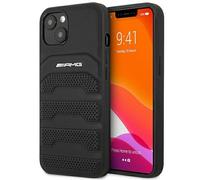 Custodia Per iPhone 14 Plus Mercedes AMG In Vera Pelle Con Logo Nero