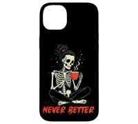 Custodia per iPhone 14 Plus messy bun drinking coffee for women never better skeleton