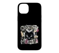 Custodia per iPhone 14 Plus Midnight Mischief Black Cat, design grunge punk