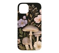 Custodia per iPhone 14 Plus Modello di fiori scuri e funghi velenosi