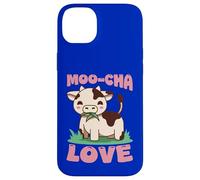 Custodia per iPhone 14 Plus Moo-Cha Love Carino Mucca Giochi di parole Kawaii Animale Fattoria