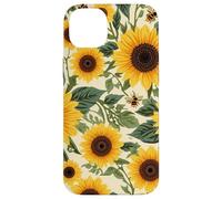 Custodia per iPhone 14 Plus Motivo giardino girasole con api, design rustico floreale ape