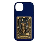 Custodia per iPhone 14 Plus Mystic Cat Tarocchi Card Art - Alta Sacerdotessa Felino