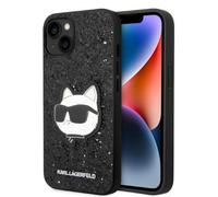 Custodia per iPhone 14 Plus nera con inserto glitterato Karl Lagerfeld Choupette