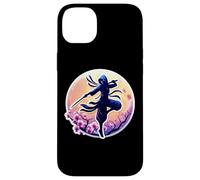 Custodia per iPhone 14 Plus Ninja Silhouette Moonlight Cherry Blossoms Giapponese Samurai