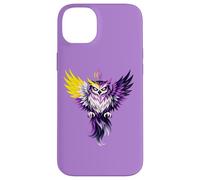 Custodia per iPhone 14 Plus Nonbinary Owl Bird Enby NB Pride Flag Colors Tattoo Style