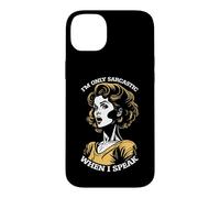 Custodia per iPhone 14 Plus Only Sarcastic Speak Funny Sarcasm Citazione Retro Pop Art Woman